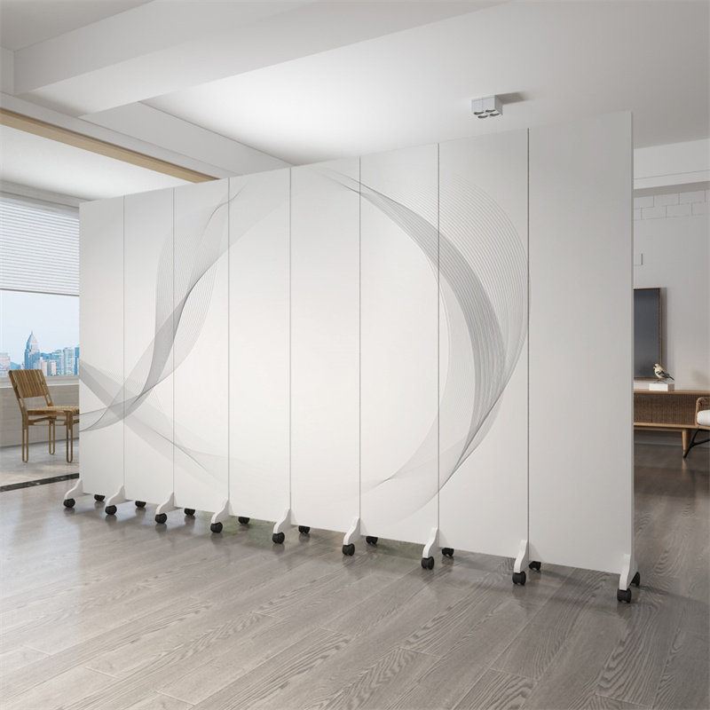 定制屏风隔断客厅办公室遮挡公司logoI推拉折叠移动简约纯白背景