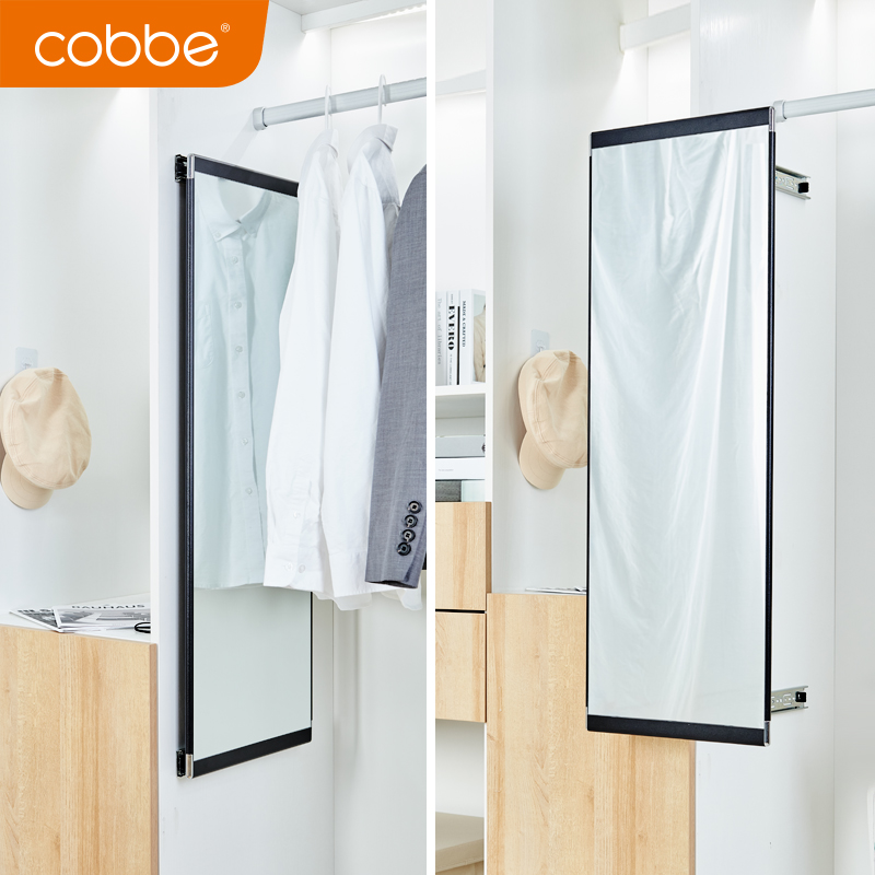 衣柜镜子内置推拉l旋转卧室里的全身穿衣镜内装隐形伸缩折叠试衣