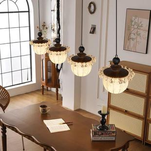 三头餐厅厅吊代灯572大气家用古简中约胡桃木色壁灯宋美学高级餐