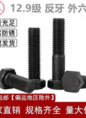 12.98级外六角反牙螺745扣丝GB5783左旋倒螺栓M8M-10m12M16M20x50