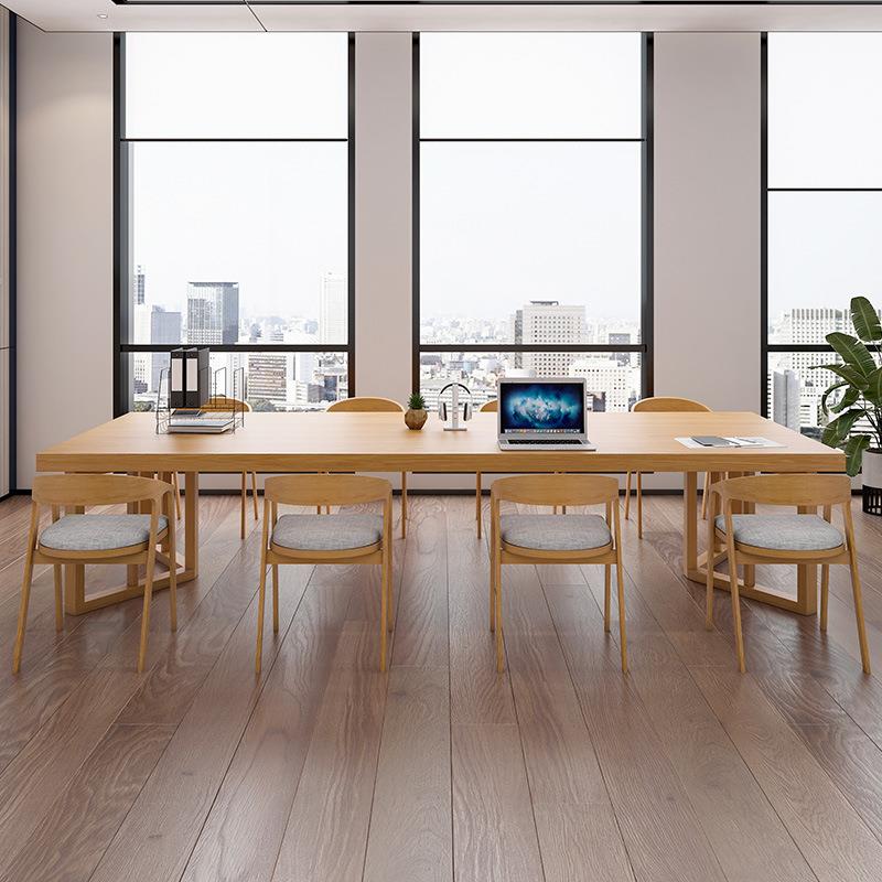 实木会议办公桌工业风l谈o281ft洽桌椅组合工作台会桌议室长长条