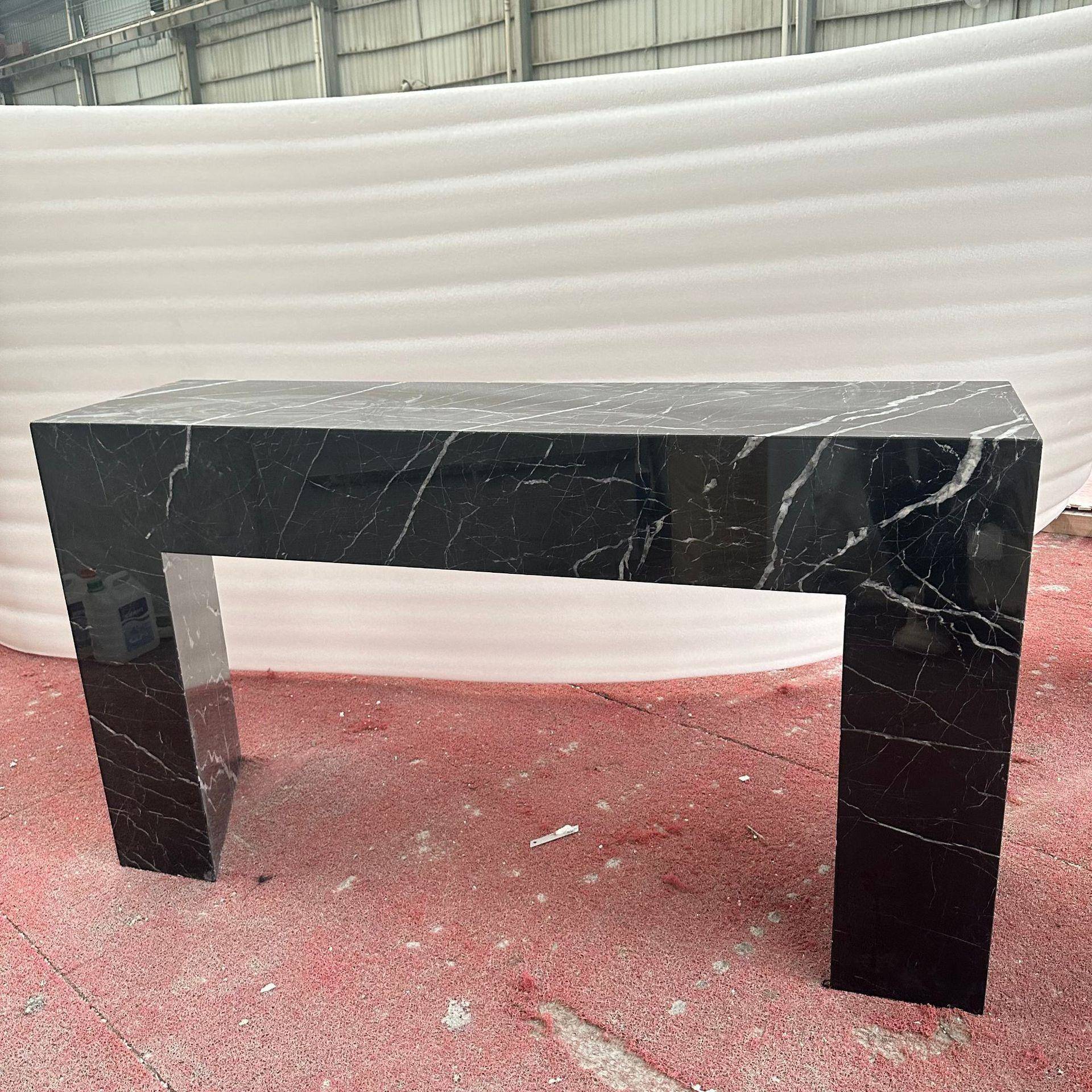 黑边白几根长玄关桌桌轻奢极简风系列方形茶几台面工厂现货