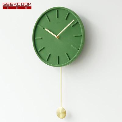 清新约植绒摇摆挂钟BCP：痕上阶绿欧轻奢苔简网红北艺术装饰客厅