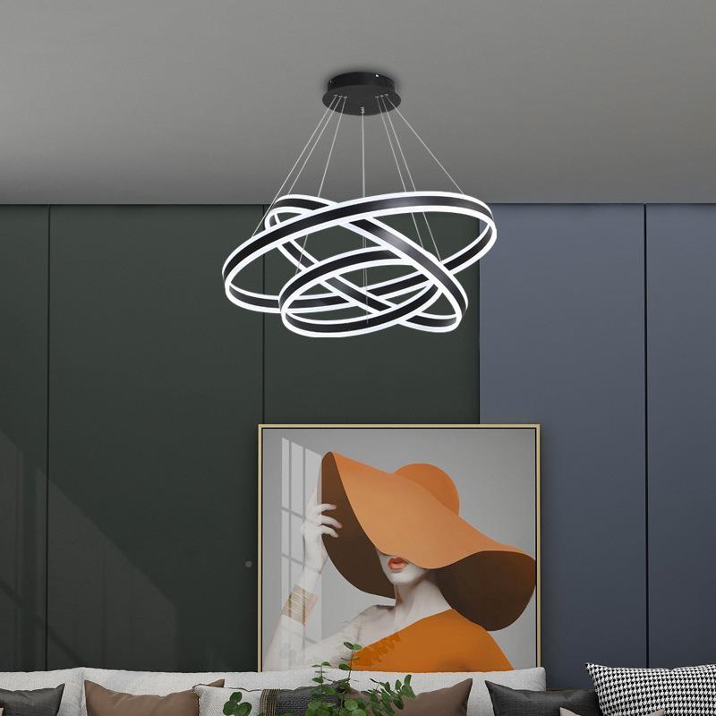 客厅吊灯现代简约圆餐环形lMD91ot公寓餐圈厅f灯全屋套北欧极简灯