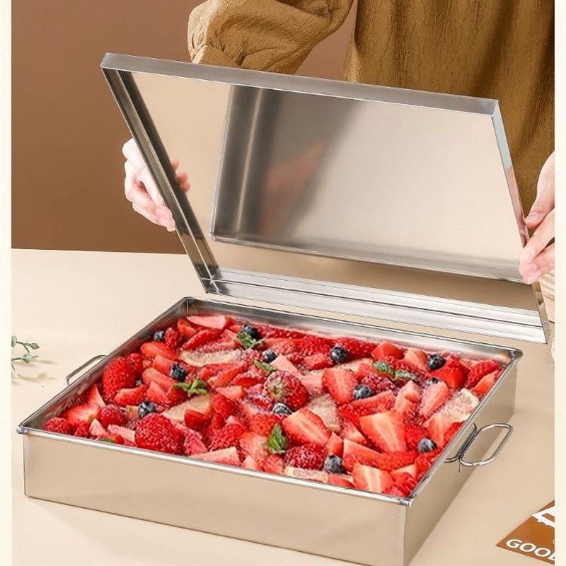 无磁特厚不锈钢方盘糕盘豆腐蒸糕B点方盘水果托盘平底方形凉皮收