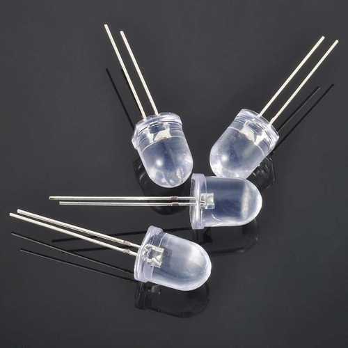 f10mm白发兰光蓝灯长脚圆头有边超高亮透明兰灯led灯珠发光二极管