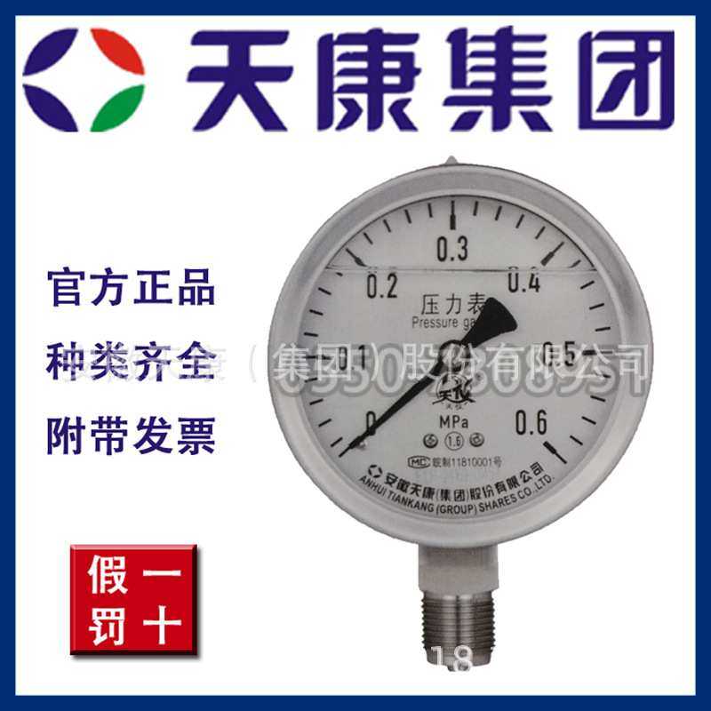 安徽天康集团厂价直销YN-100B不锈钢耐震压力表