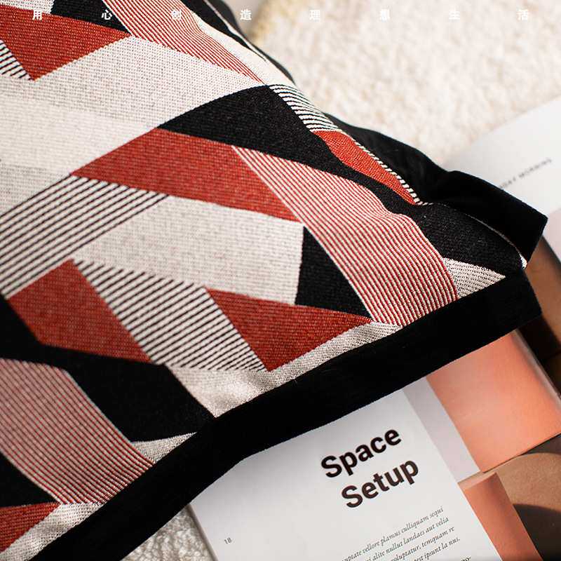 新款简约现代客厅沙发靠枕抱枕黑白几何抱枕套轻奢样板房别墅靠垫