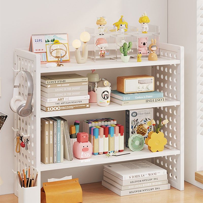 学生桌面书架2025新款奶油风简易多层洞洞板书柜收纳整理展示架子,住宅家具,搁板/置物架/家用陈列架,淘宝优惠券,粉丝福利购,淘宝优惠卷