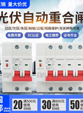 光伏专用自动重合闸开关智能断路器家用自复欠失压保护Z器来电合
