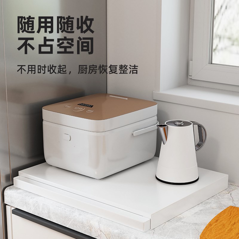 微波炉支架厨房抽拉备菜神器底部置物架抽屉烤箱推拉分隔板配盘子