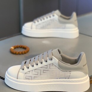 网面透气增高板鞋 新款 厚底系带低帮时尚 爆款 潮 男鞋 小白鞋 2025夏季