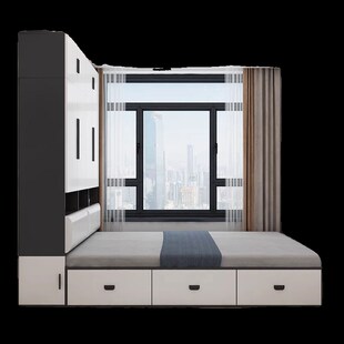 实木榻榻米衣柜床一体小户型w儿童多功能储物床卧室书桌组合衣柜