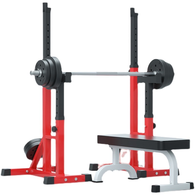 多功能可调节深蹲架连体杠铃架分体式卧推架家用杠铃套装健身器材