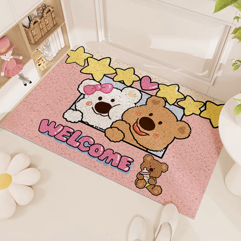入户门地垫卡通丝圈门口进门地毯家用可爱耐脏脚垫可裁剪玄关垫子