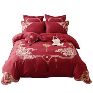 欧式 新婚庆160支长绒棉四件套陪嫁全棉纯棉100被套喜被床上用品