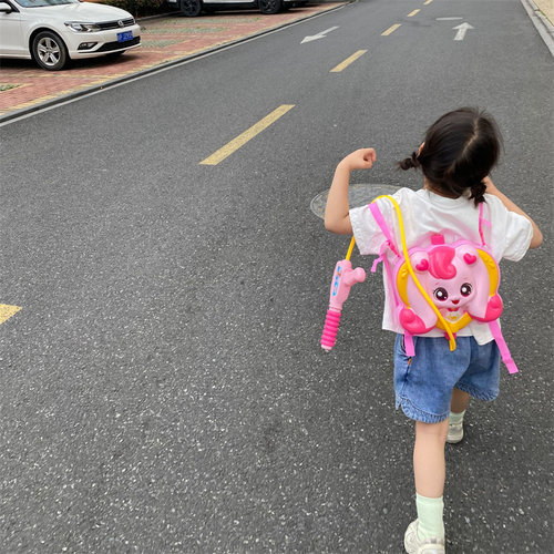 韩系儿童背包水枪卡通奇妙萌可女孩宝宝戏水沙滩玩具呲水枪抽拉式