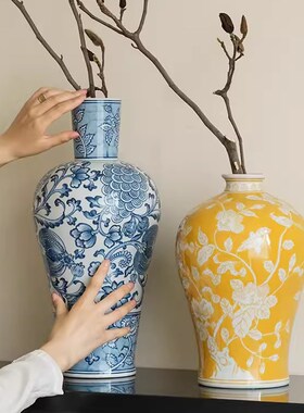 不止收纳丰润之家淡青花瓷花瓶花器摆件玄关客厅书房新中式摆