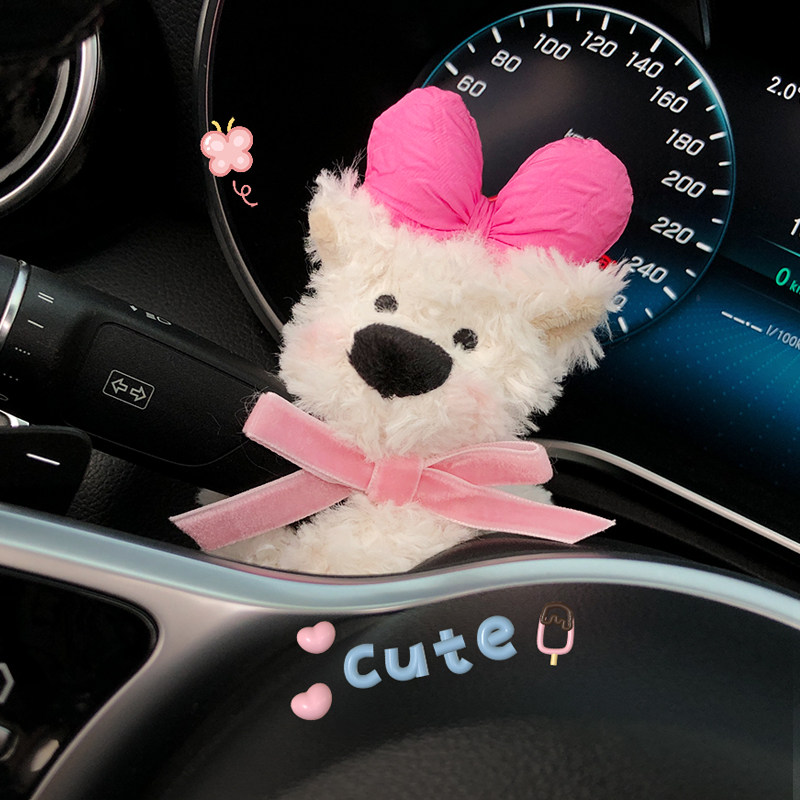 新年礼物可爱西高地狗汽车怀挡装饰车载公仔雨刮器转向灯车内摆件