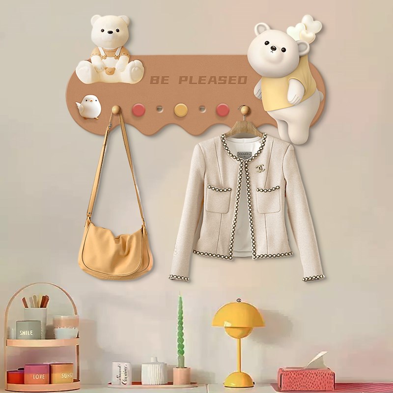 卡通洞洞板置物架入户门玄关装饰画挂钩免打孔墙面收纳挂衣架一体