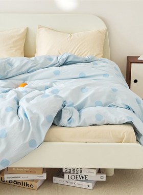 蓝色圆点被罩全棉纯棉2025新款180x200x230cm双人单独被罩160x210