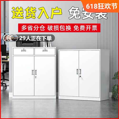 铁皮文件柜储物柜办公室资料柜y带锁置物收纳工具柜矮柜财务收纳