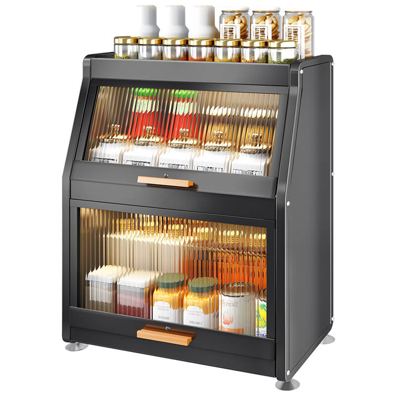 厨房调料品置物架台面厨具油盐酱醋防尘调味料盒带门密封收纳柜架