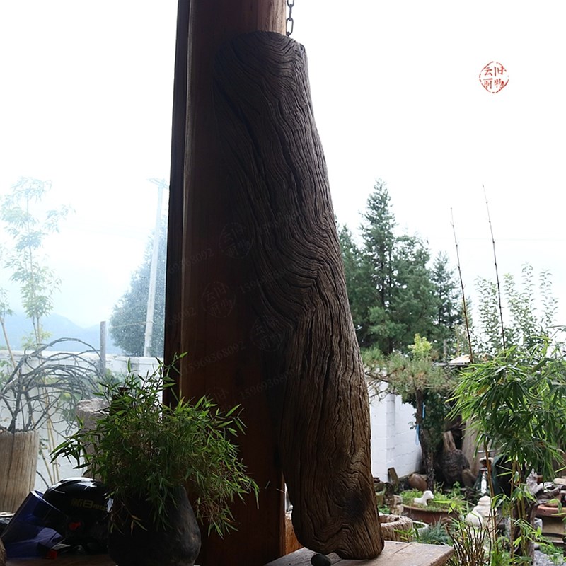 家居圆柱风化木装饰摆件 客厅院落枯木收藏M 户外园艺墙贴木头艺
