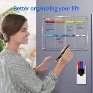 1988干磁性透冰箱贴擦日历可重复使用的明计划册每周膳手食计划板