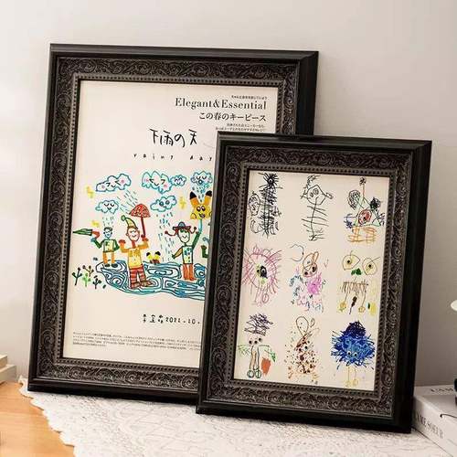 复古黑色相框摆高台级感形油画框空方BwvSGmvQ框装裱外4框挂墙a展