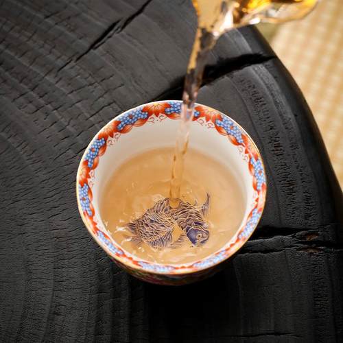 茶杯主珐人杯单杯陶瓷万花YC00130内龙鱼青花瓷粉彩琅彩具杯功茶