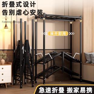 简易柜子宿舍无品牌/租房衣柜免装折叠安加钢架粗布衣柜防家用衣
