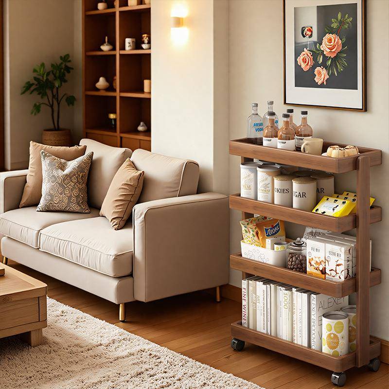 移架动书置移动书架物架落地可移动多层零架茶带食轮卧室客厅几旁