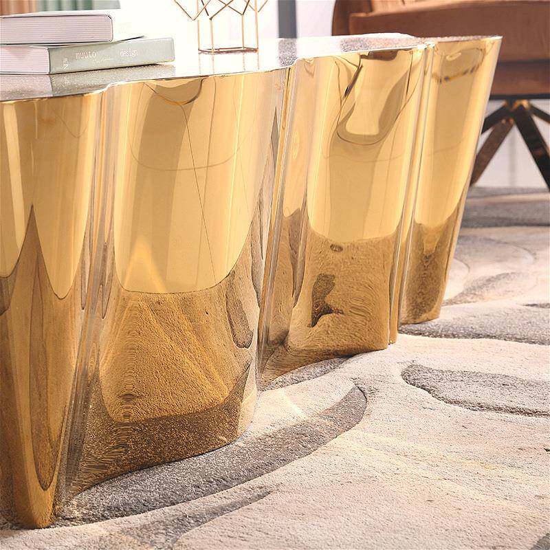 树桩茶款几不客锈钢镀金简厅茶树桩茶几几奢茶几设计茶几