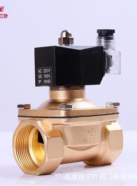 室外防雾水常闭铜扣电磁阀8黄0度AC220丝V2V4分64分1寸水用240阀