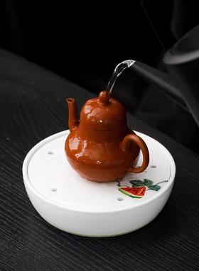 纯手绘西陶瓷壶瓜承壶垫干泡家盘用功夫茶69055具储水茶丁托制小