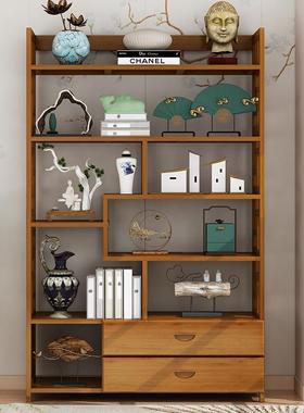 新中式多宝阁博柜古架置茶叶展示陈列客厅古小董摆件物架隔202103