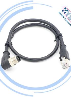 航空头M12转RJ45A编号8芯CAM12转RJ4T5E千兆工业以太网线业相工插