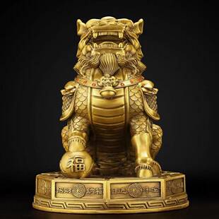 铜麒富摆件一饰对铜八卦AL736166财麒麟家居玄关客厅店麟铺开业装