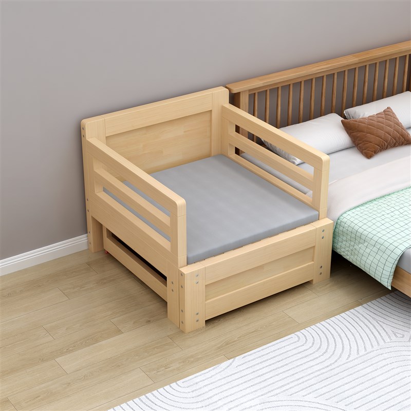 实木沙发折叠床两用卧室小户型榻榻F米单人床儿童带护栏推拉伸缩