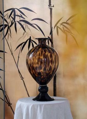 法式中花瓶轻奢高级感家居摆豹纹古花植器艺术软QL231A装件水养鲜