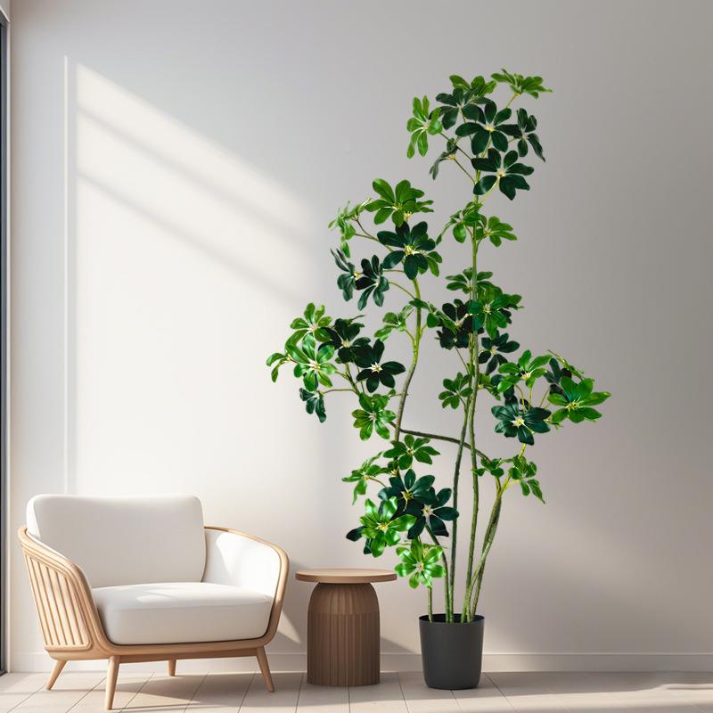 仿绿植鸭脚真高端轻FZLZ奢假植物盆栽高级感木仿真物室内植造景摆