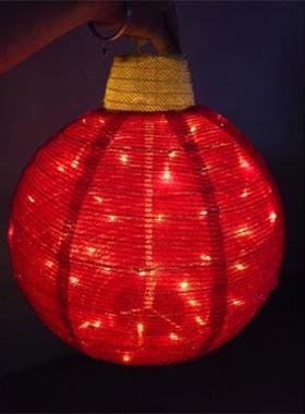 ali-9772圣诞短葱圣色诞圆形笼带电，灯布三圣诞球