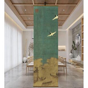 半透图式明瑞鹤双面透透景屏风纱中卷帘隔断帘673挂帘窗帘光纱帘