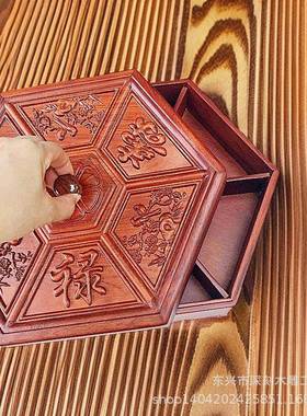 红木干果糖果过年盒家用客中式盘木质水果盘分厅隔带盖零食CGV收