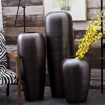 中式复古陶罐创意粗陶缸陶瓷落地大花瓶客厅家居软装饰品插花摆件