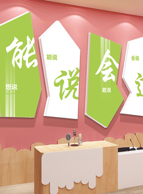 演讲口才教室装饰播音主持培训机构舞台背景墙纸班级文化布置贴纸
