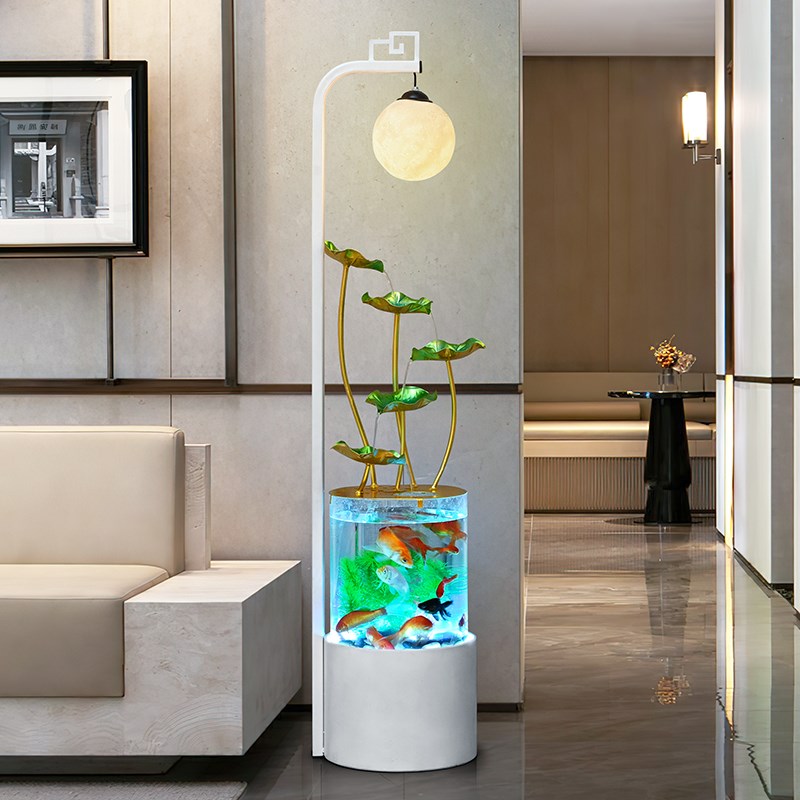 现代鱼缸流水摆件循环水客厅店铺沙发电视机旁边落地装饰水景