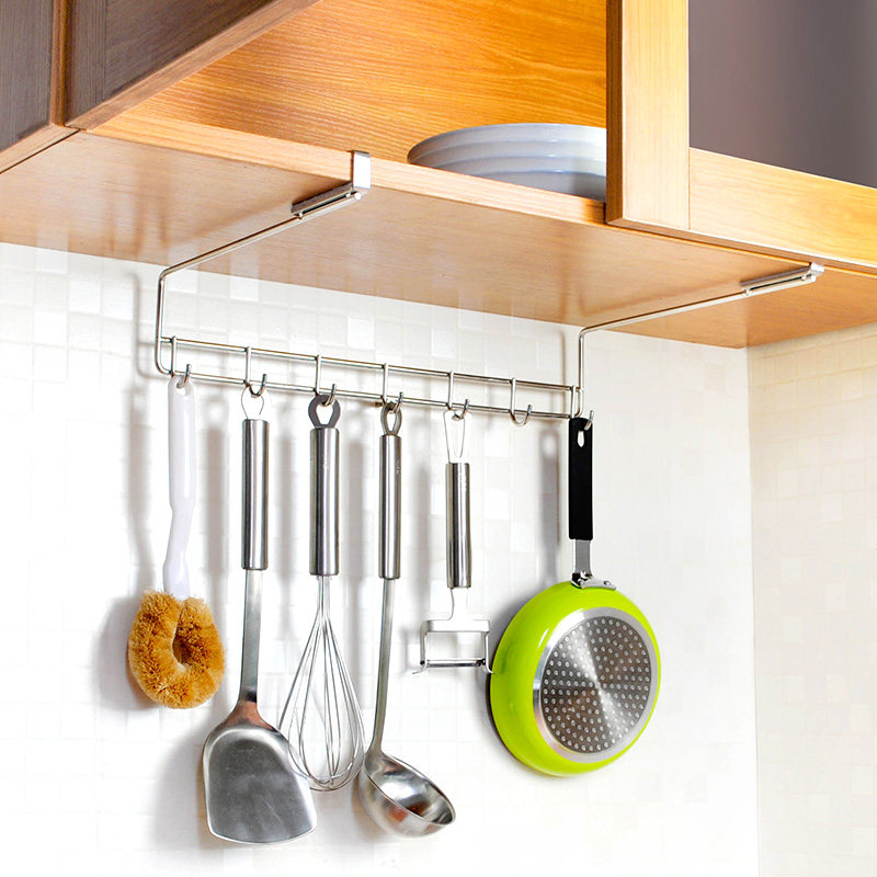 厨房勺子铲子挂钩排钩免打孔置物架304不锈钢收纳橱柜吊柜下挂架,厨房/烹饪用具,厨房置物架/置物柜/角架,淘宝优惠券,粉丝福利购,淘宝优惠卷