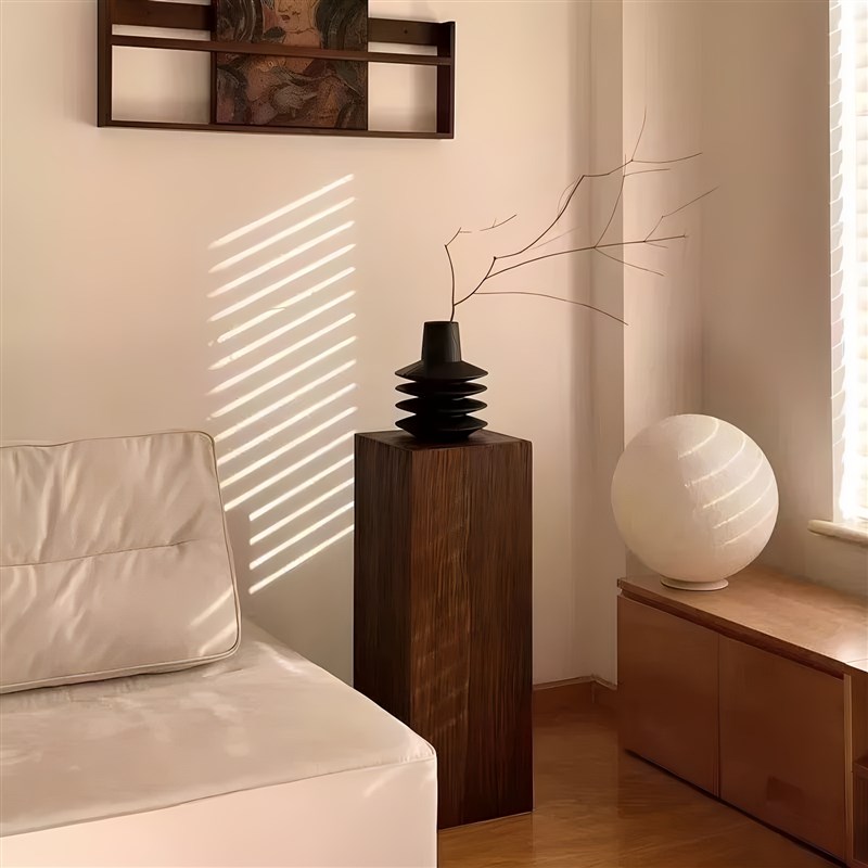 碳化方形木墩子侘寂风树桩黑色家具欧式矮凳家用花架实木底座摆件